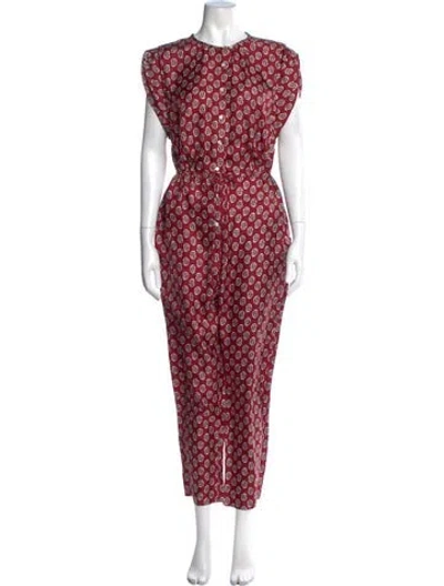 Pre-owned Joie Silk Paisley Print Jumpsuit In Burgundy