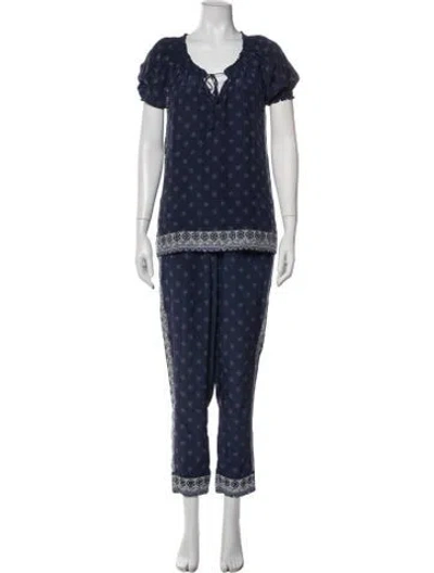 Pre-owned Joie Silk Printed Pant Set In Blue