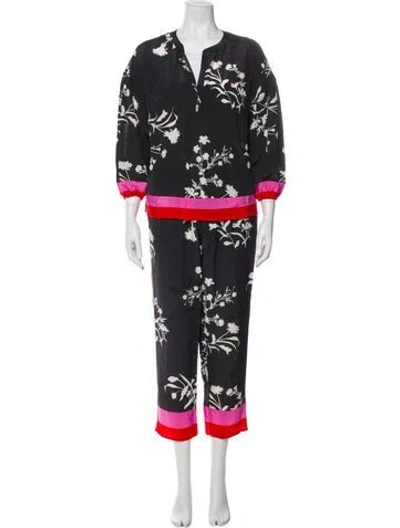 Pre-owned Joie Silk Printed Pant Set In Gray