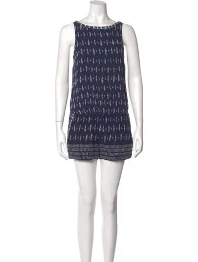 Pre-owned Joie Silk Printed Romper In Blue