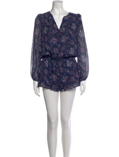 Pre-owned Joie Silk Printed Romper In Blue