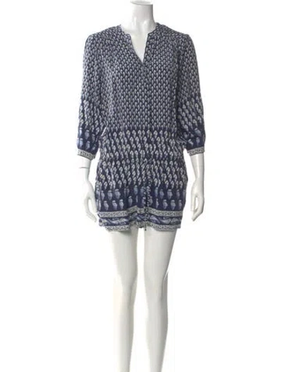 Pre-owned Joie Silk Printed Romper In Blue