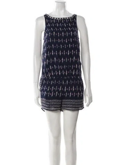 Pre-owned Joie Silk Printed Romper In Blue
