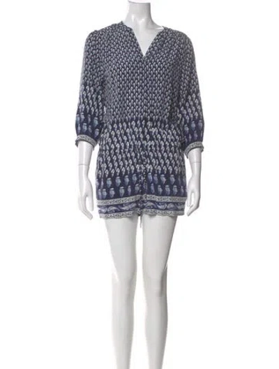 Pre-owned Joie Silk Printed Romper In Blue