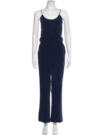 Pre-owned Joie Silk Scoop Neck Jumpsuit In Blue