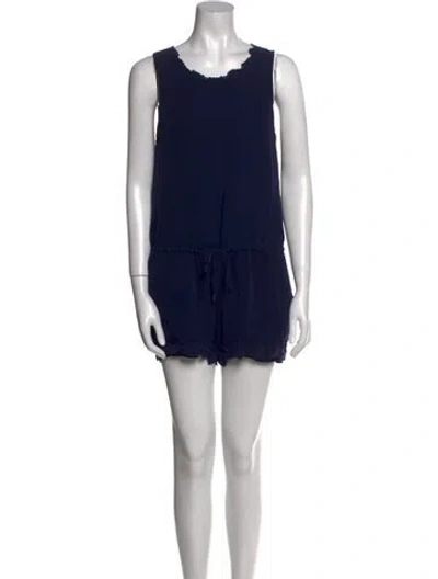 Pre-owned Joie Silk Scoop Neck Romper In Blue