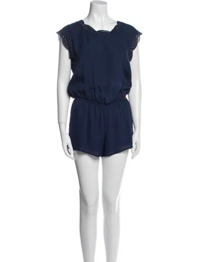 Pre-owned Joie Silk Scoop Neck Romper In Blue