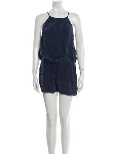 Pre-owned Joie Silk Scoop Neck Romper In Blue