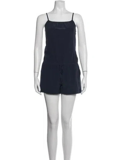 Pre-owned Joie Silk Scoop Neck Romper In Blue
