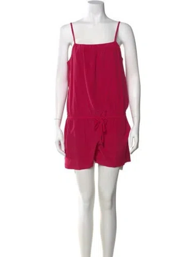 Pre-owned Joie Silk Square Neckline Romper In Pink