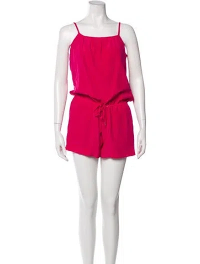 Pre-owned Joie Silk Square Neckline Romper In Pink