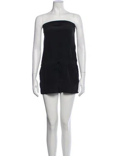 Pre-owned Joie Silk Strapless Romper In Black