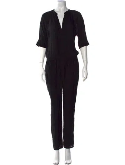 Pre-owned Joie Silk V-neck Jumpsuit W/ Tags In Black