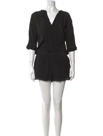 Pre-owned Joie Silk V-neck Romper In Black