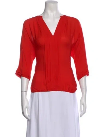 Pre-owned Joie Silk V-neck Sweater In Red
