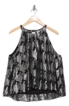 Joie Simi Pleated Metallic Halter Blouse In Caviar Multi