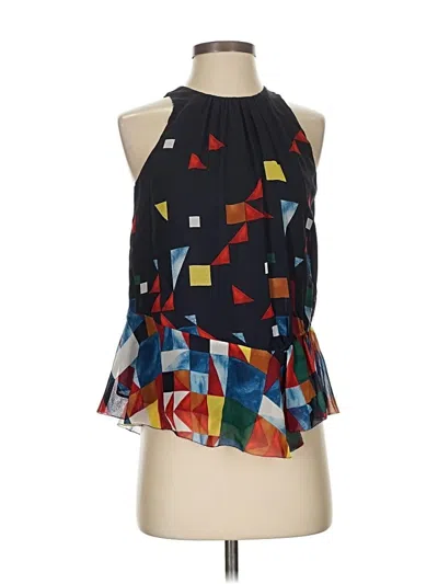 Pre-owned Joie Sleeveless Silk Top Black Halter Neckline Tops