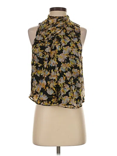 Pre-owned Joie Sleeveless Silk Top Black Halter Neckline Tops
