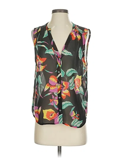 Joie Sleeveless Silk Top Black Plunge Neckline Tops