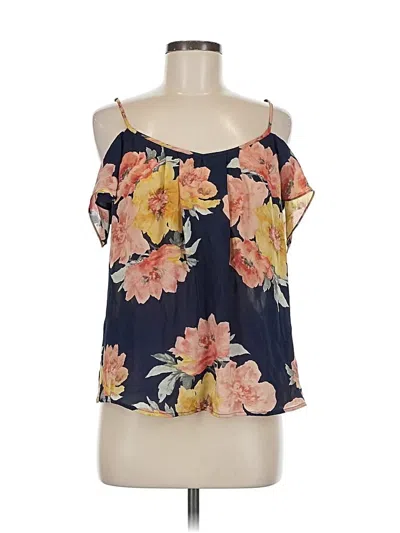 Pre-owned Joie Sleeveless Silk Top Blue Cold Shoulder Neckline Tops