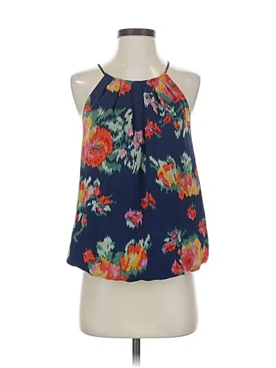 Pre-owned Joie Sleeveless Silk Top Blue Halter Neckline Tops