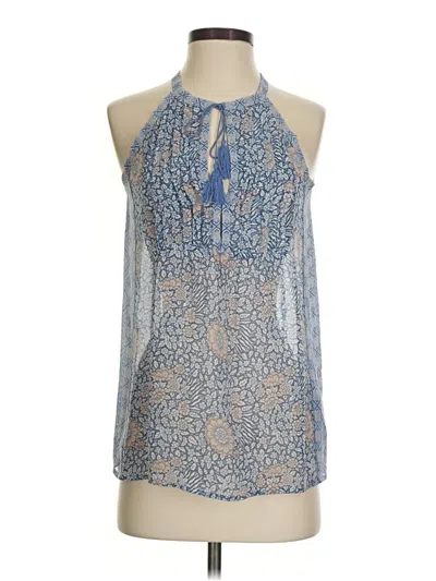Pre-owned Joie Sleeveless Silk Top Blue Halter Neckline Tops
