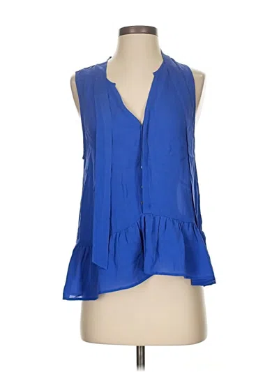 Pre-owned Joie Sleeveless Silk Top Blue Plunge Neckline Tops