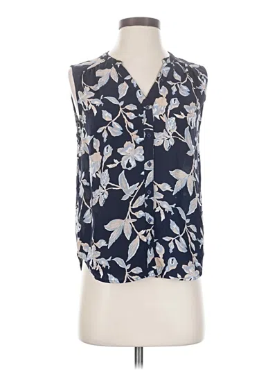 Pre-owned Joie Sleeveless Silk Top Blue Plunge Neckline Tops