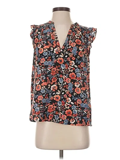 Pre-owned Joie Sleeveless Silk Top Blue Plunge Neckline Tops