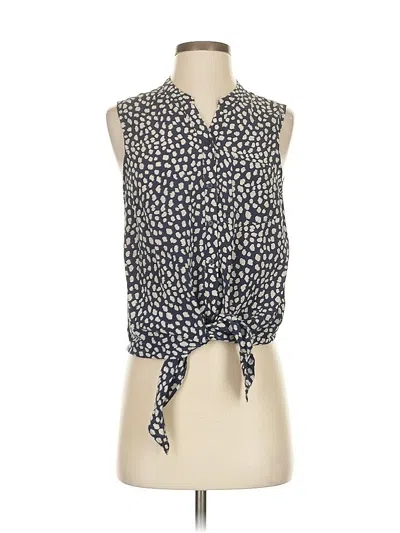 Pre-owned Joie Sleeveless Silk Top Blue Tie Neck Tops