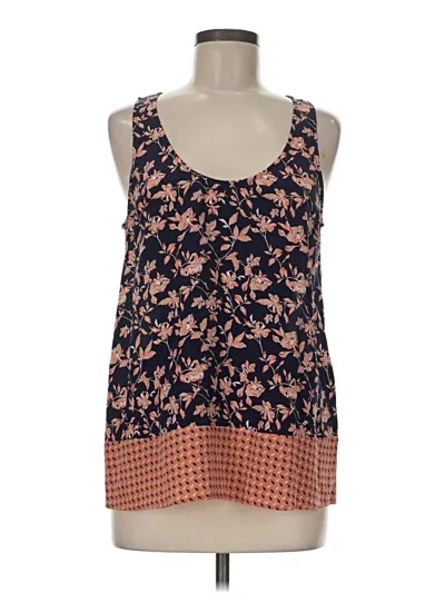 Pre-owned Joie Sleeveless Silk Top Orange Floral Pattern Scoop Neck Tops