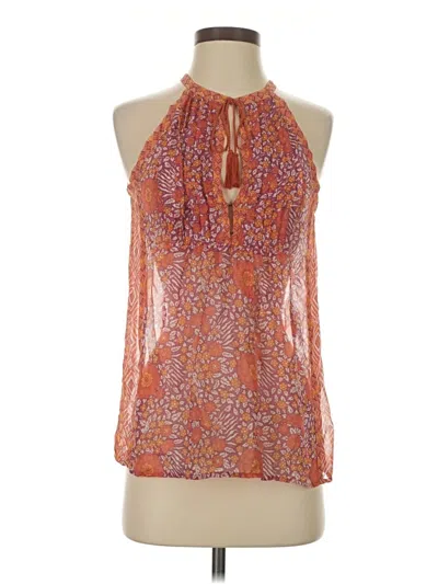 Pre-owned Joie Sleeveless Silk Top Orange Halter Neckline Tops