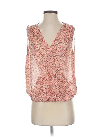 Pre-owned Joie Sleeveless Silk Top Orange Plunge Neckline Tops