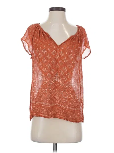Pre-owned Joie Sleeveless Silk Top Orange Plunge Neckline Tops