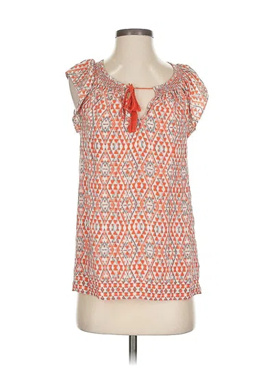 Pre-owned Joie Sleeveless Silk Top Orange Square Neckline Tops