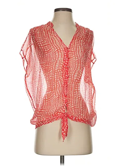 Pre-owned Joie Sleeveless Silk Top Red Plunge Neckline Tops