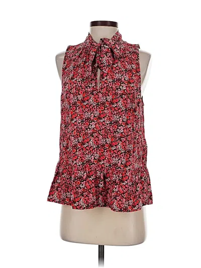 Pre-owned Joie Sleeveless Silk Top Red Tie Neck Tops