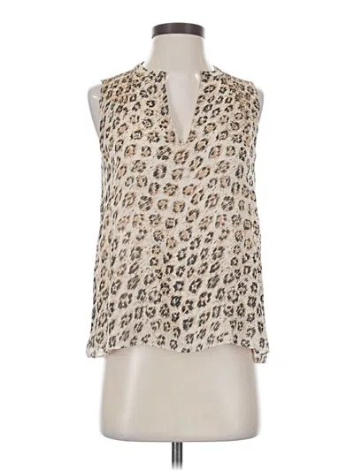 Pre-owned Joie Sleeveless Silk Top Tan Plunge Neckline Tops