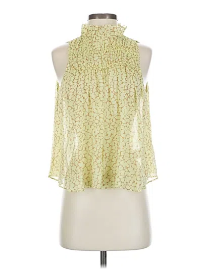 Pre-owned Joie Sleeveless Silk Top Yellow Halter Neckline Tops
