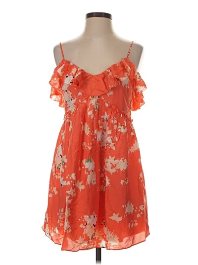 Joie Sleeveless Top Orange Floral Pattern Sweetheart Neckline Tops