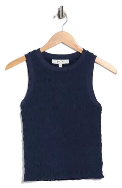 Joie Smocked Crewneck Tank In Blue