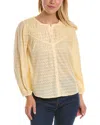 Joie Fanning Gathered Cotton-jacquard Top In Yellow
