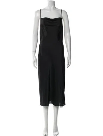 Pre-owned Joie Square Neckline Midi Length Dress In Black