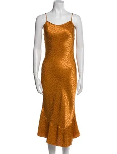 Pre-owned Joie Square Neckline Midi Length Dress In Orange