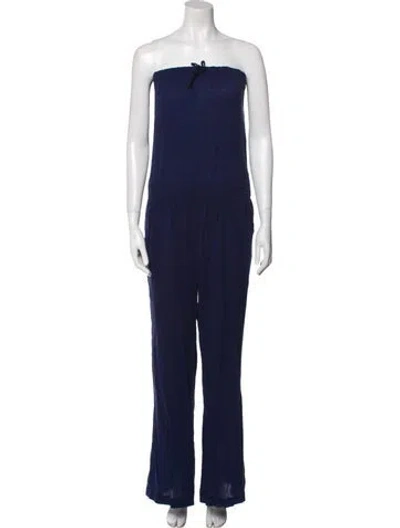 Pre-owned Joie Strapless Jumpsuit In Blue