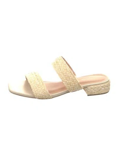 Pre-owned Joie Straw Patterned Slides In Neutral