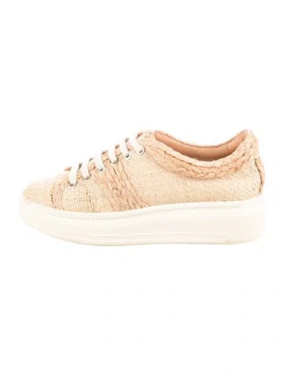 Pre-owned Joie Straw Patterned Sneakers In Neutrals