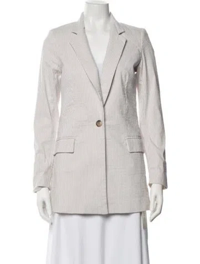 Pre-owned Joie Striped Blazer In White