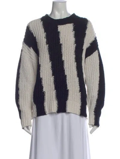 Pre-owned Joie Striped Crew Neck Sweater In Black