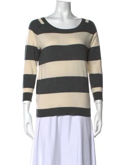 Pre-owned Joie Striped Crew Neck Sweater In Gray